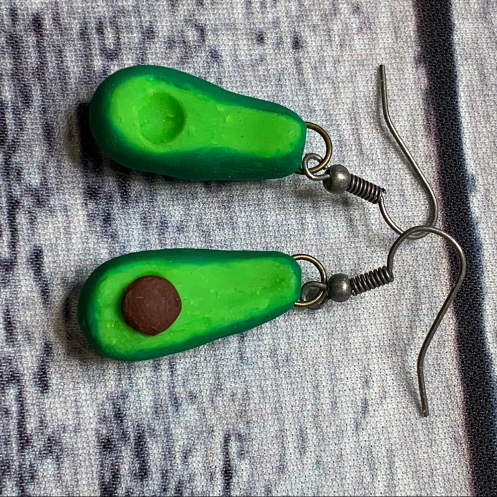 Hand Crafted Polymer Clay Avocado Earrings